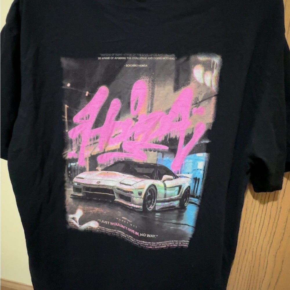 Black Graphic Tee with Car Design